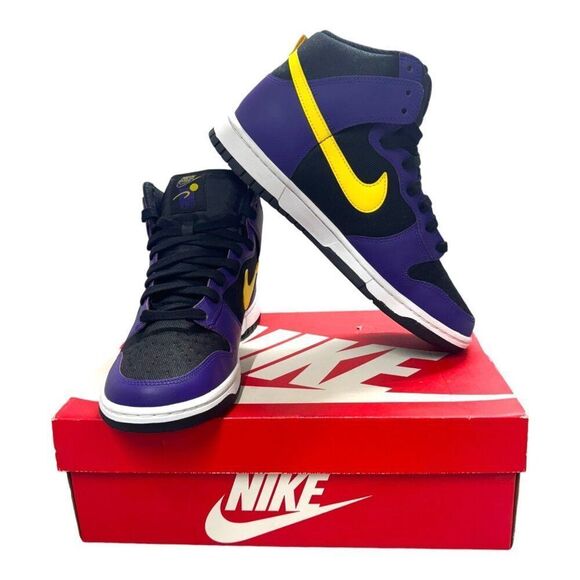 Nike Dunk High Premium EMB Lakers Court Purple DH0642-001 Lebron AD 9.5 - Picture 1 of 13